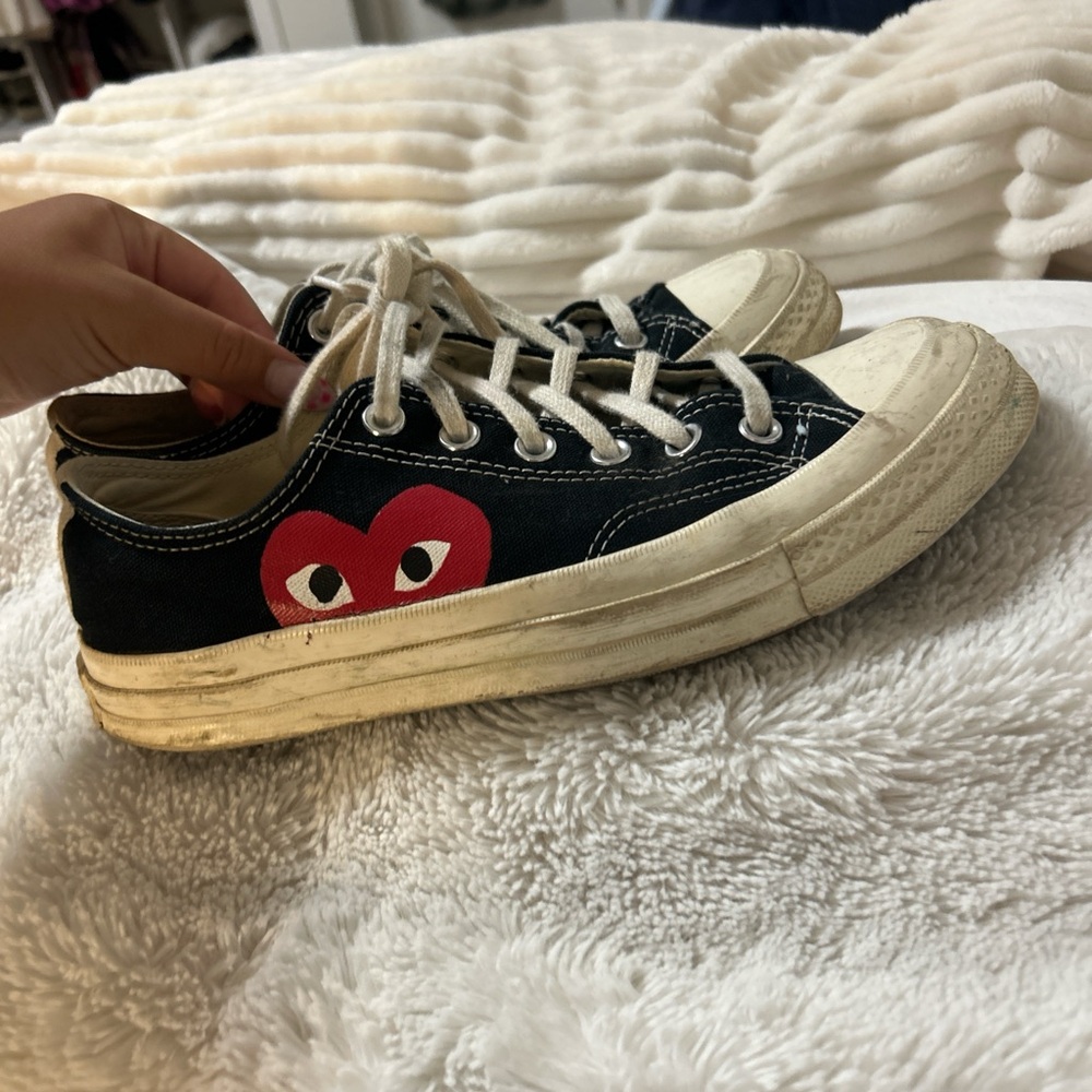 Converse Kids Black Sneakers with Red Heart